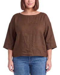 EILEEN FISHER Eileen Fisher Bateau Linen Box Top