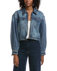 Current/Elliott Current/Elliott Blouson Sleeve Cropped Zip Up Denim Jacket