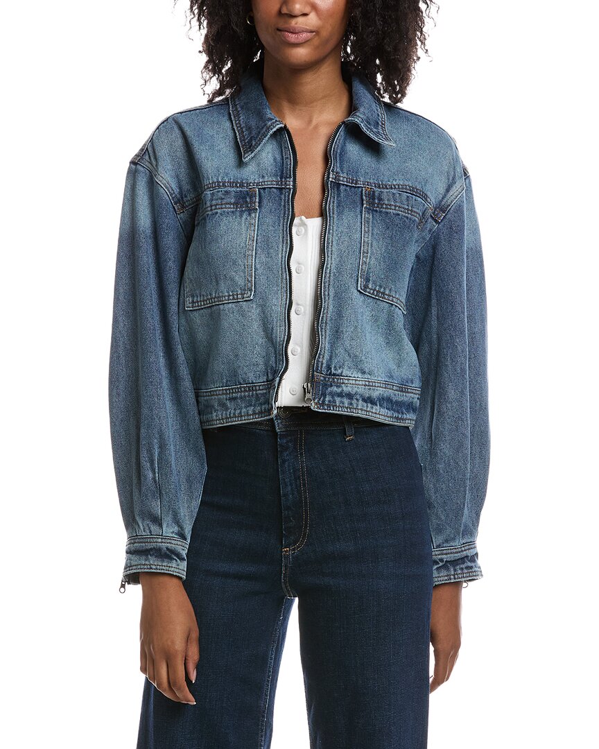 Current/Elliott Current/Elliott Blouson Sleeve Cropped Zip Up Denim Jacket
