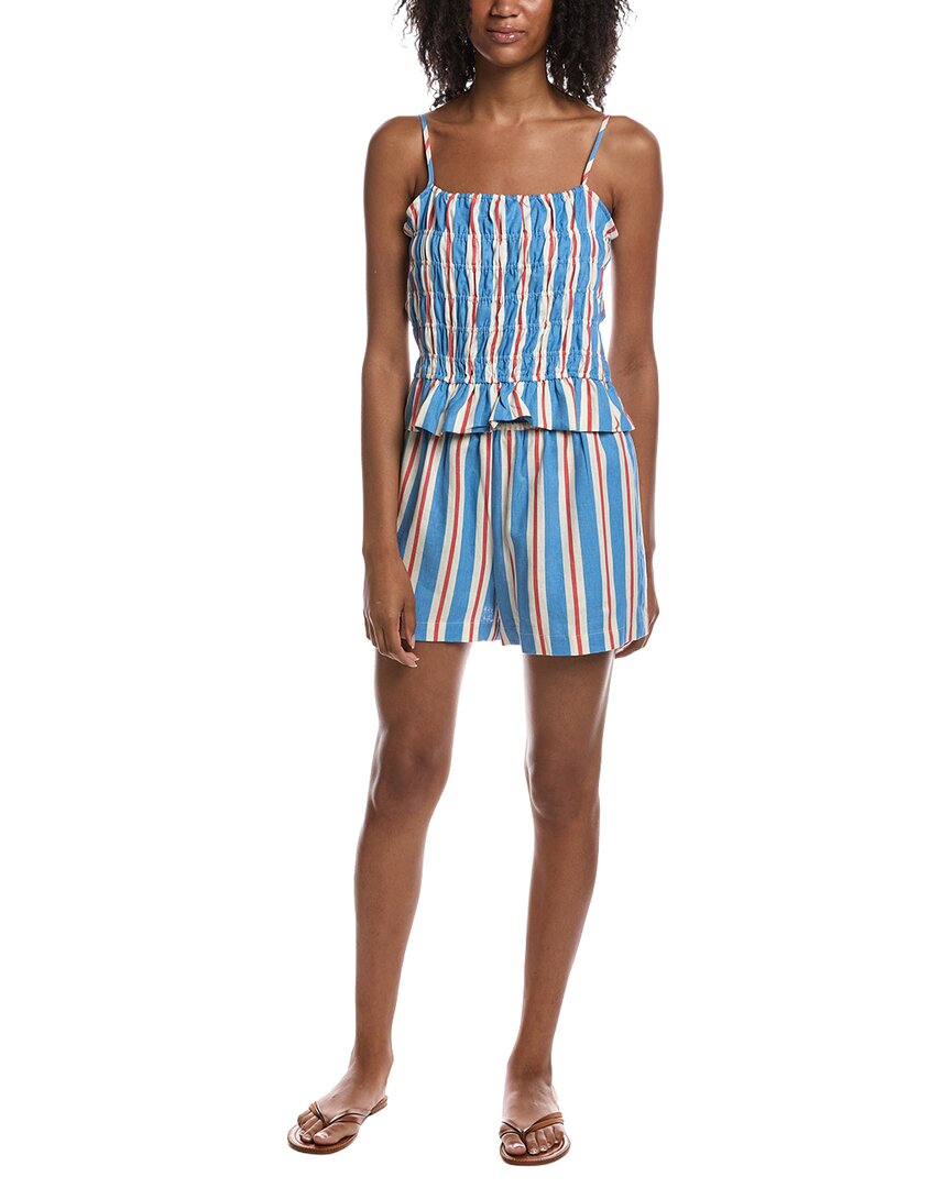 Current/Elliott Current/Elliott 2Pc Linen-Blend Spaghetti Strap Peplum Top & Short Set
