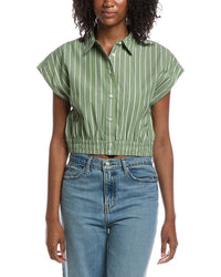 Current/Elliott Current/Elliott Extended Shoulder Cap Sleeve Cropped Blouse