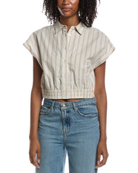 Current/Elliott Current/Elliott Extended Shoulder Cap Sleeve Cropped Blouse