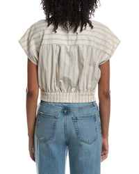 Current/Elliott Current/Elliott Extended Shoulder Cap Sleeve Cropped Blouse