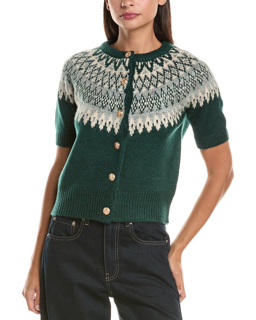 Current/Elliott Current/Elliott Elbow-Sleeve Birdseye Jacquard Alpaca & Wool-Blend Cardigan