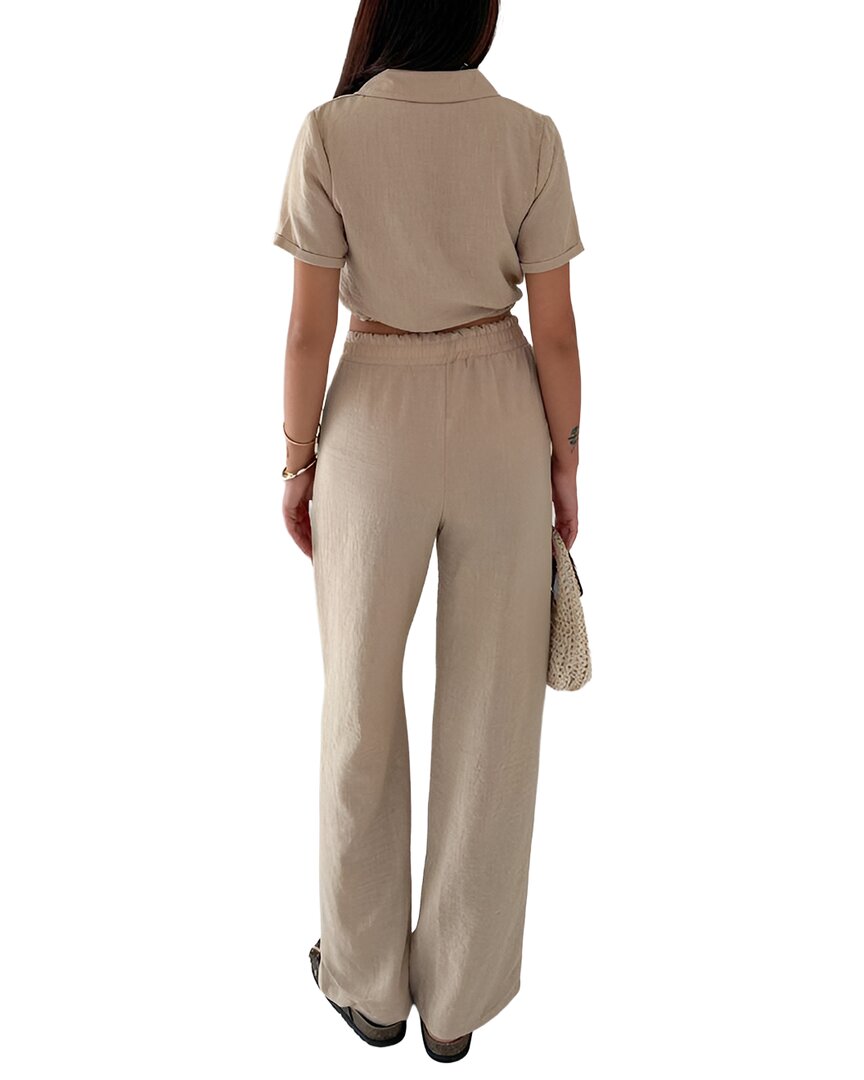 WELLWAY Wellway 2Pc Linen Blouse & Pant Set