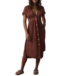 The Normal Brand The Normal Brand Deep V Button-Thru Dress