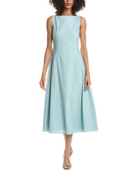Theory Theory Sleeveless Boatneck Linen-Blend Dress