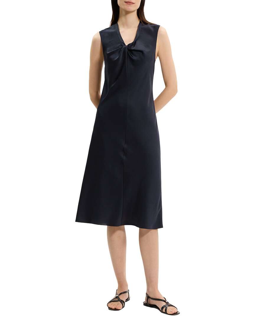 Theory Theory Crushed Satin Twist Scoop Dress
