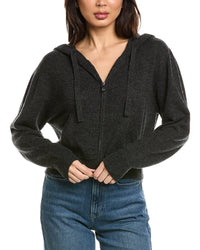 Brodie Cashmere Brodie Cashmere Cropped Zip Up Wool & Cashmere-Blend Hoodie