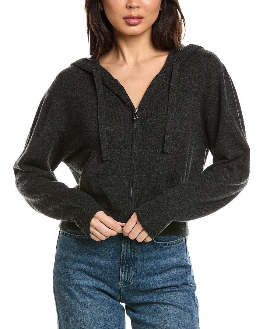Brodie Cashmere Brodie Cashmere Cropped Zip Up Wool & Cashmere-Blend Hoodie