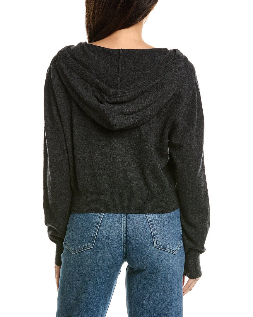 Brodie Cashmere Brodie Cashmere Cropped Zip Up Wool & Cashmere-Blend Hoodie