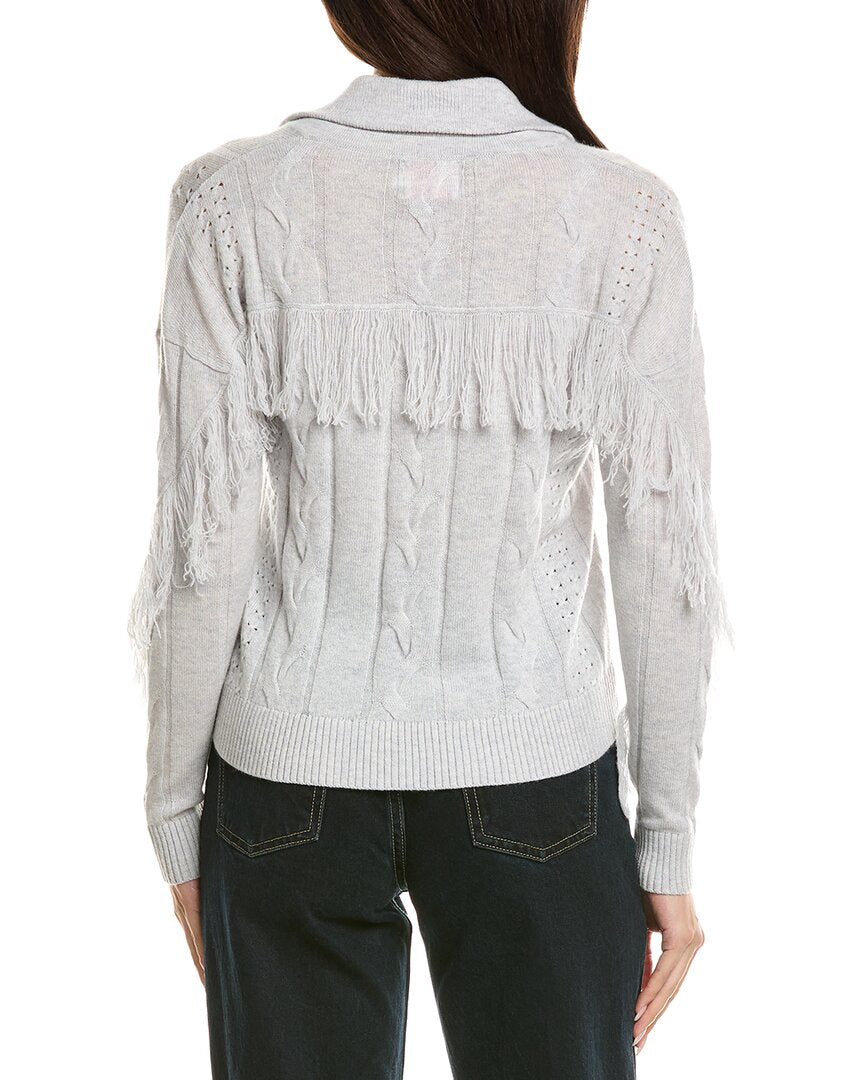 Brodie Cashmere Brodie Cashmere Cable Fringe Wool & Cashmere-Blend Polo Sweater