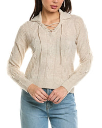 Brodie Cashmere Brodie Cashmere Cable Fringe Wool & Cashmere-Blend Polo Sweater