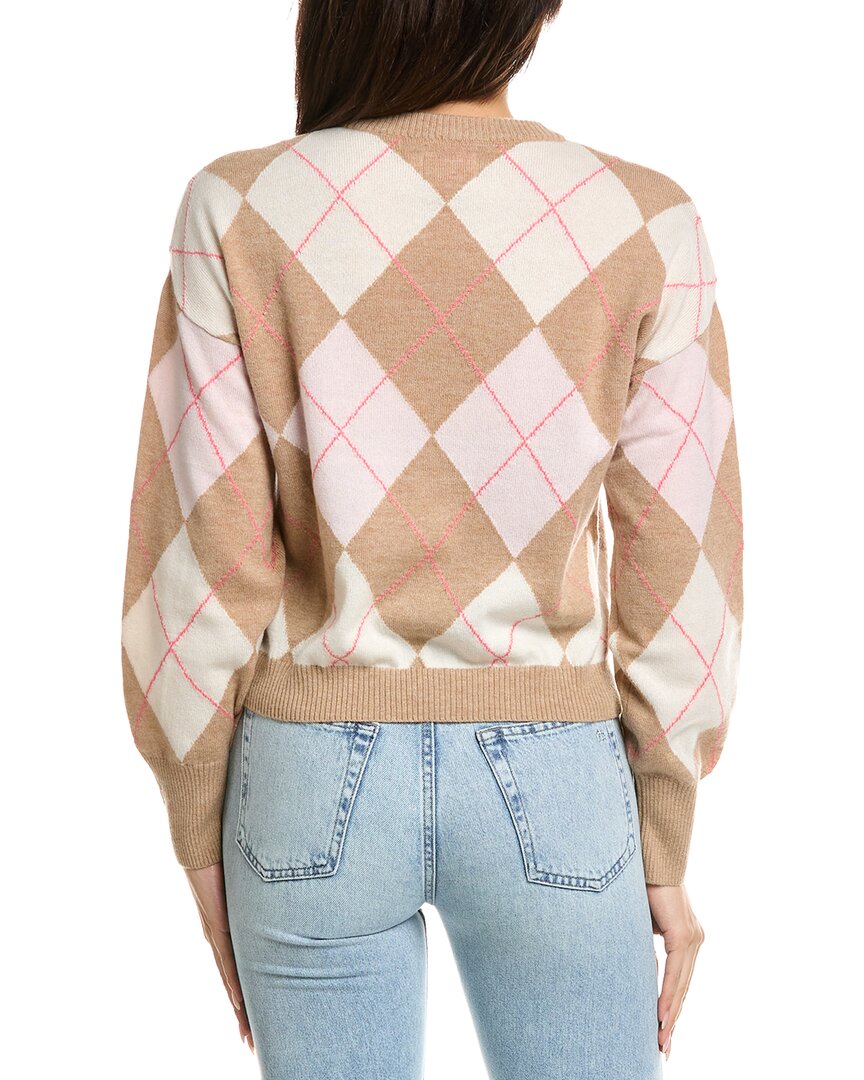 Brodie Cashmere Brodie Cashmere Argyle Balloon Sleeve Crewneck Wool & Cashmere-Blend Sweater