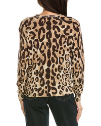 Brodie Cashmere Brodie Cashmere Abstract Print Leopard Crewneck Wool & Cashmere-Blend Sweater