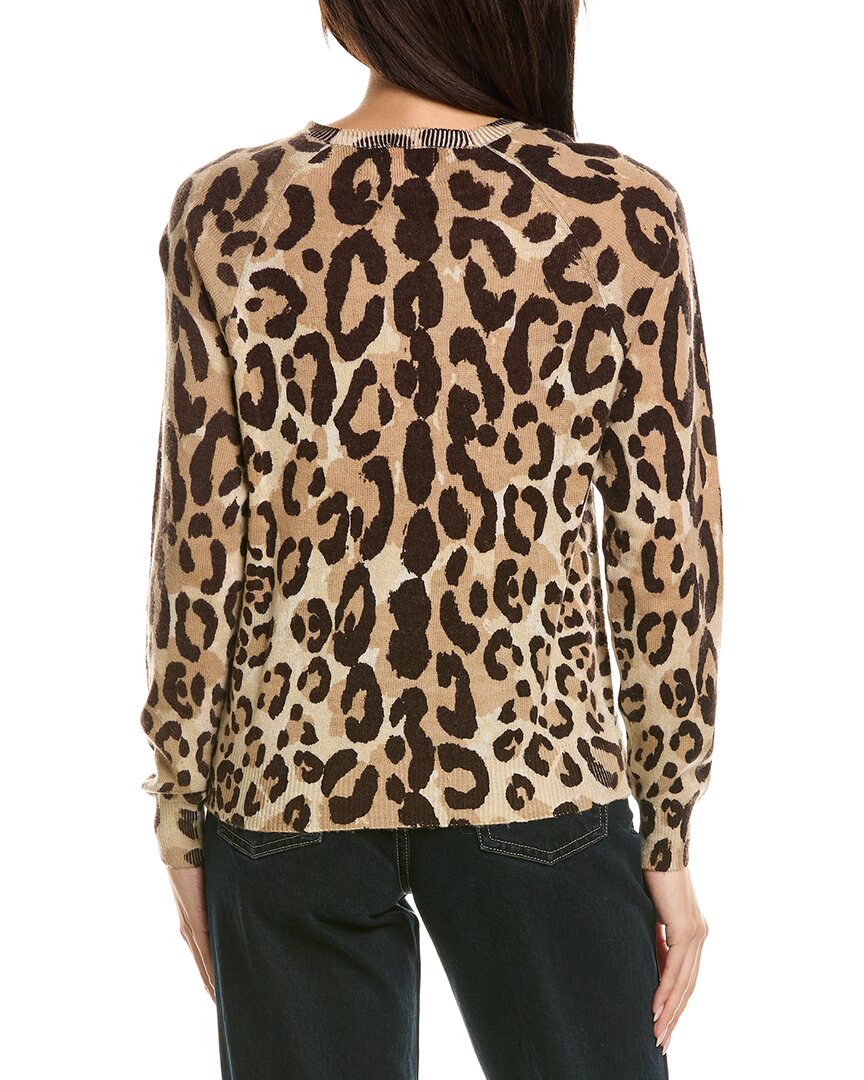 Brodie Cashmere Brodie Cashmere Abstract Print Leopard Crewneck Wool & Cashmere-Blend Sweater