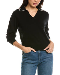 Brodie Cashmere Pearl Collar Wool & Cashmere-Blend Polo Sweater