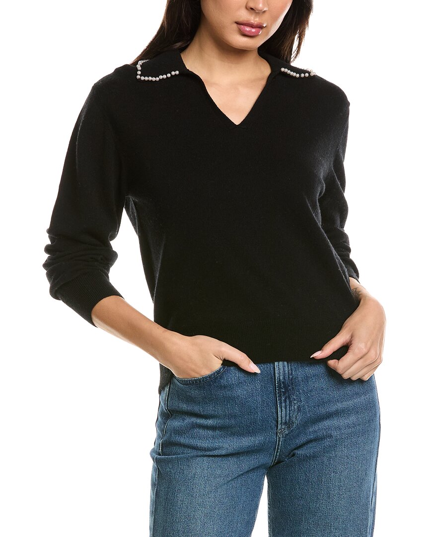 Brodie Cashmere Pearl Collar Wool & Cashmere-Blend Polo Sweater