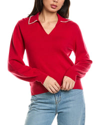 Brodie Cashmere Brodie Cashmere Pearl Collar Wool & Cashmere-Blend Polo Sweater