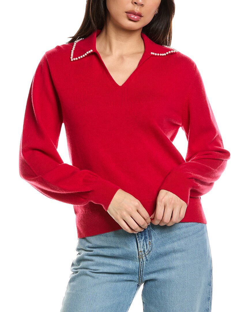 Brodie Cashmere Brodie Cashmere Pearl Collar Wool & Cashmere-Blend Polo Sweater