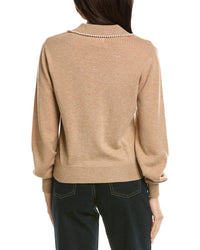 Brodie Cashmere Brodie Cashmere Pearl Collar Wool & Cashmere-Blend Polo Sweater