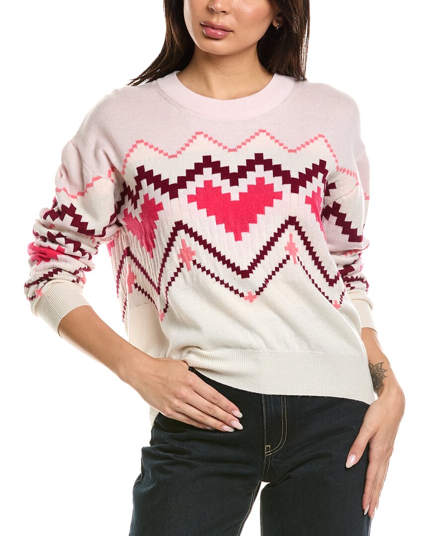 Brodie Cashmere Brodie Cashmere Heart Pixel Crewneck Wool & Cashmere-Blend Sweater