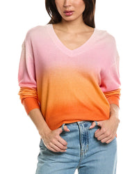 Brodie Cashmere Brodie Cashmere Bali Print V-Neck Cashmere Sweater Neck