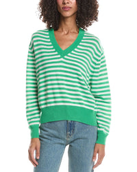 Brodie Cashmere Brodie Cashmere Beach Stripe V-Neck Cashmere Sweater