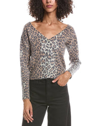 Brodie Cashmere Brodie Cashmere Belle Brushed Leopard Button Back Cashmere Sweater