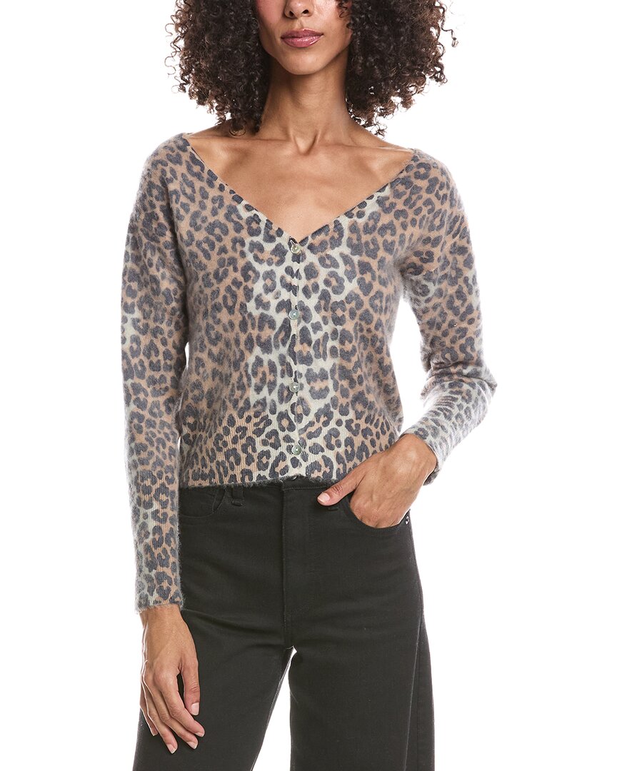 Brodie Cashmere Brodie Cashmere Belle Brushed Leopard Button Back Cashmere Sweater