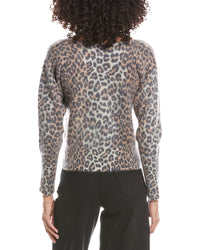 Brodie Cashmere Brodie Cashmere Belle Brushed Leopard Button Back Cashmere Sweater