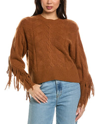 Brodie Cashmere Brodie Cashmere Cable Fringe Crewneck Cashmere Sweater
