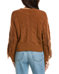 Brodie Cashmere Brodie Cashmere Cable Fringe Crewneck Cashmere Sweater