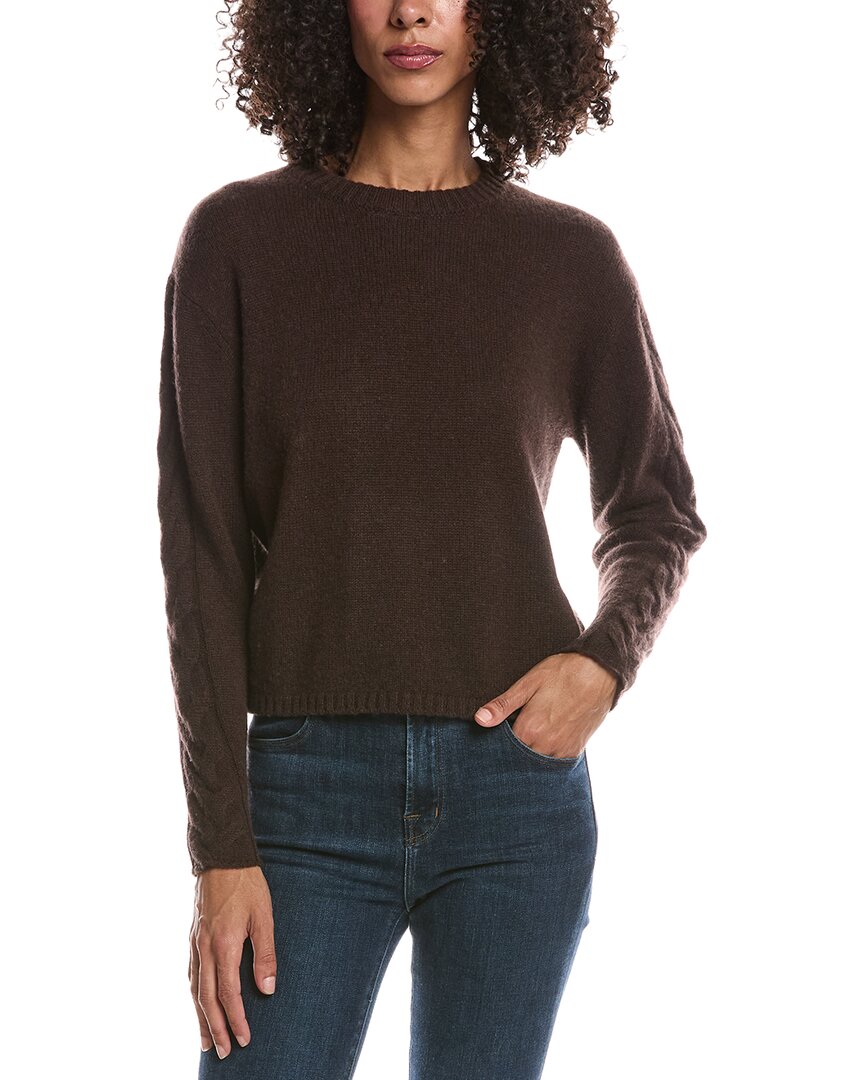 Brodie Cashmere Brodie Cashmere Cable Sleeve Crewneck Cashmere Sweater