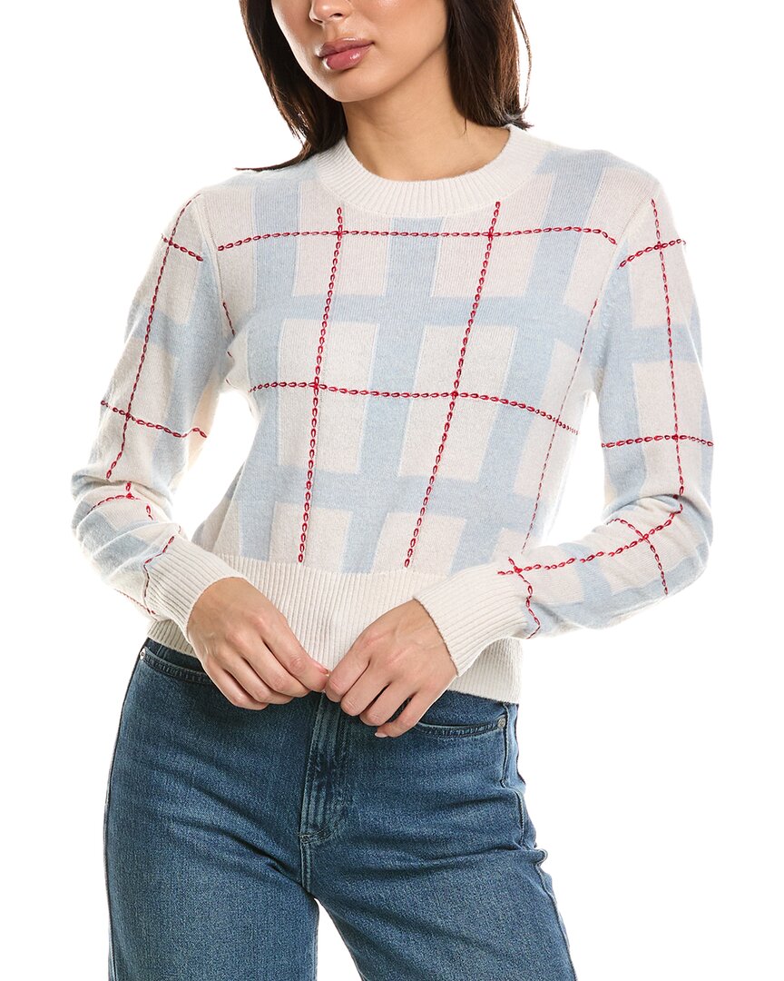 Brodie Cashmere Brodie Cashmere Checkered Crewneck Cashmere Sweater