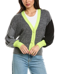Brodie Cashmere Brodie Cashmere Colorblock Balloon Sleeve Cardigan
