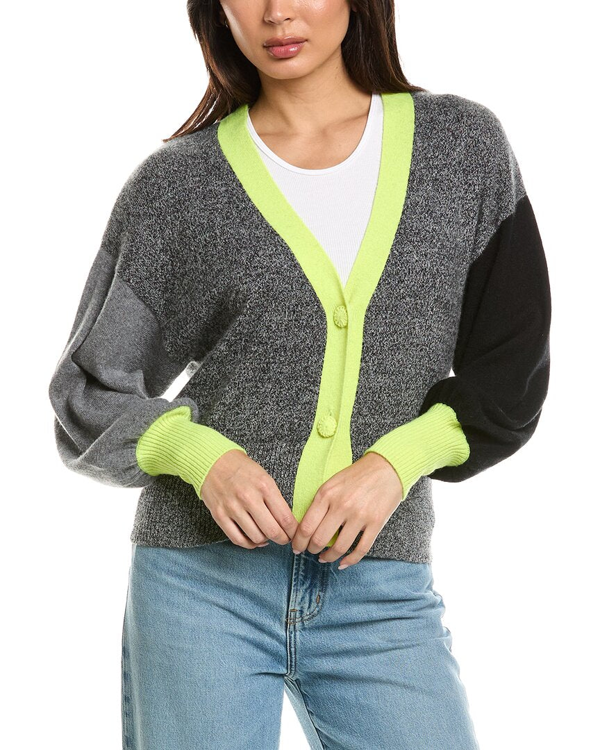 Brodie Cashmere Brodie Cashmere Colorblock Balloon Sleeve Cardigan