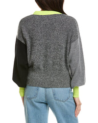 Brodie Cashmere Brodie Cashmere Colorblock Balloon Sleeve Cardigan