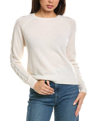 Brodie Cashmere Brodie Cashmere Crystal Cable Sleeve Cashmere Sweater