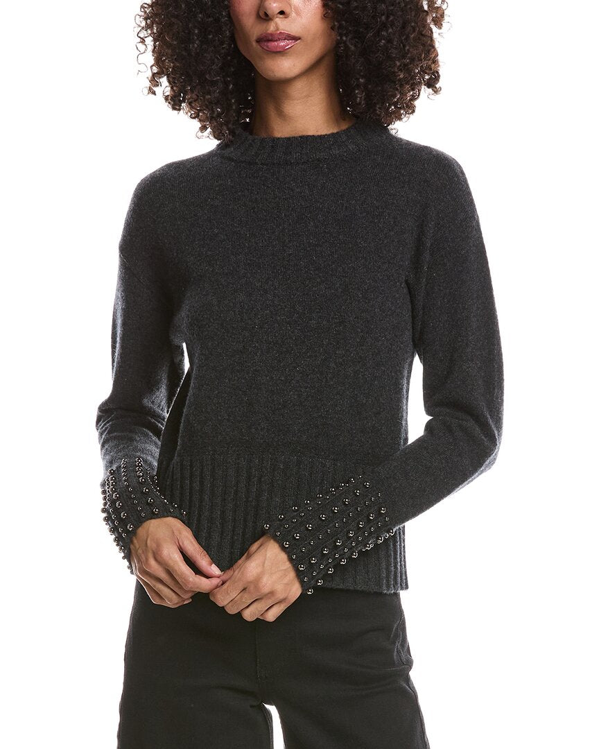 Brodie Cashmere Brodie Cashmere Ellie Pearl Detail Crewneck Cashmere Sweater