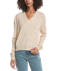Brodie Cashmere Brodie Cashmere Embroidered V-Neck Cashmere Sweater
