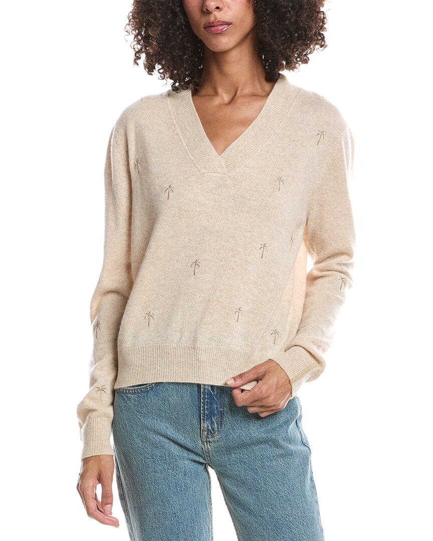 Brodie Cashmere Brodie Cashmere Embroidered V-Neck Cashmere Sweater