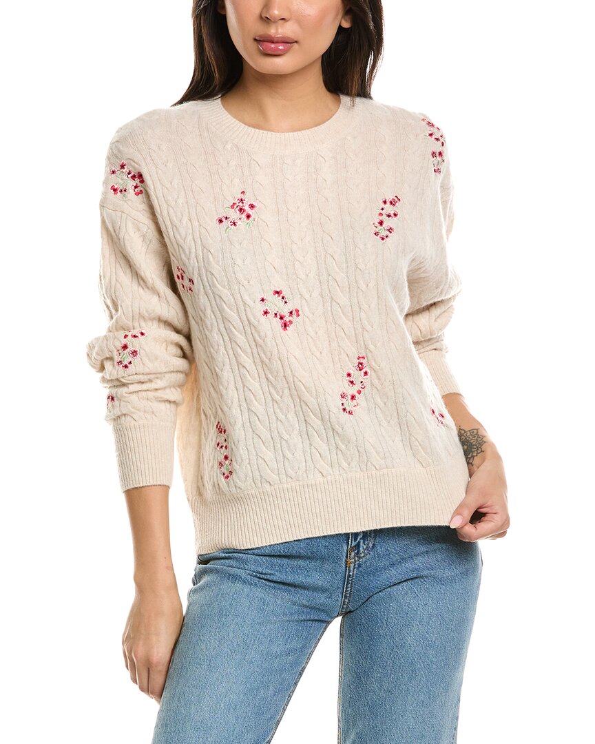 Brodie Cashmere Brodie Cashmere Flower Cable Crewneck Cashmere Sweater