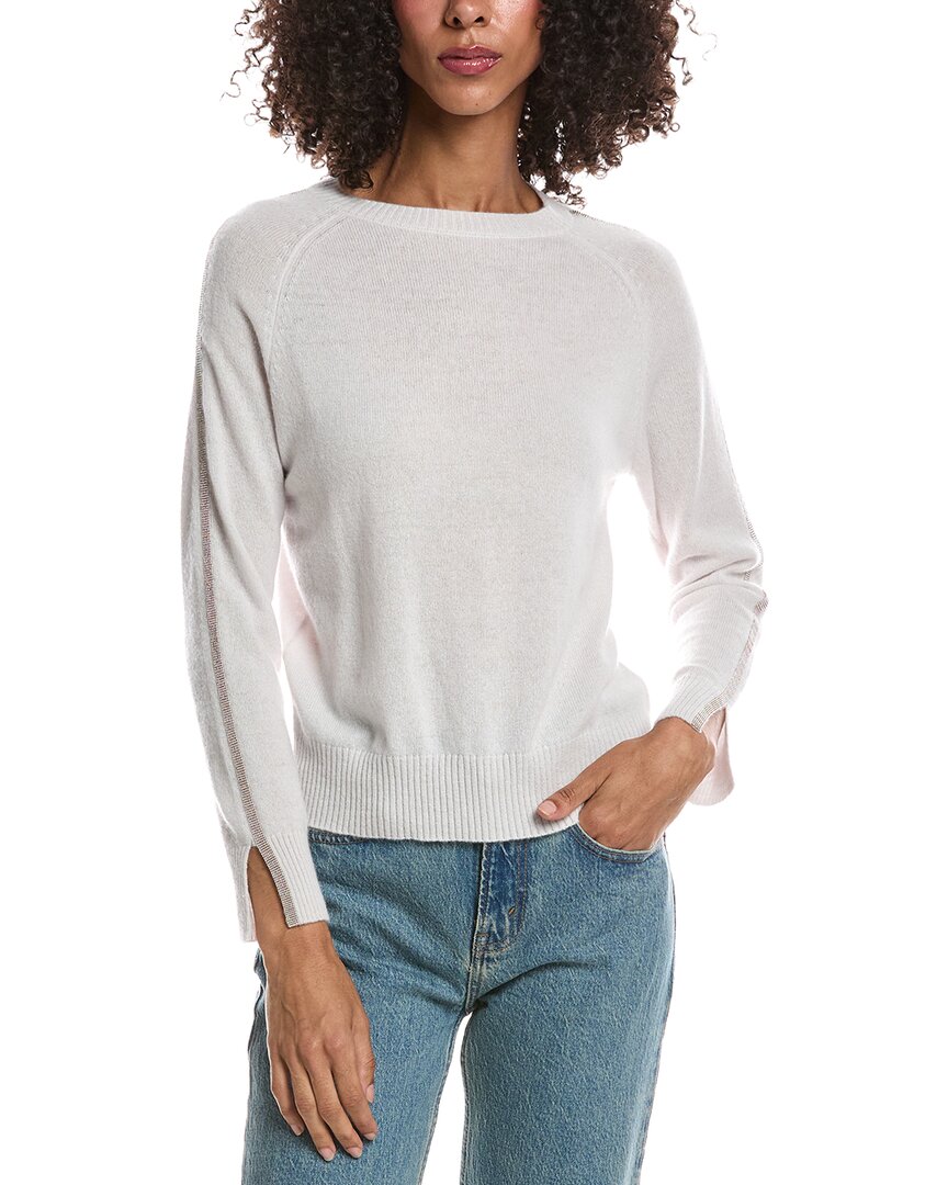 Brodie Cashmere Brodie Cashmere Glitz Split Cuff Crewneck Cashmere Sweater