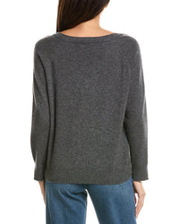 Brodie Cashmere Brodie Cashmere Glitz Split Cuff Relaxed V-Neck Cashmere Sweater