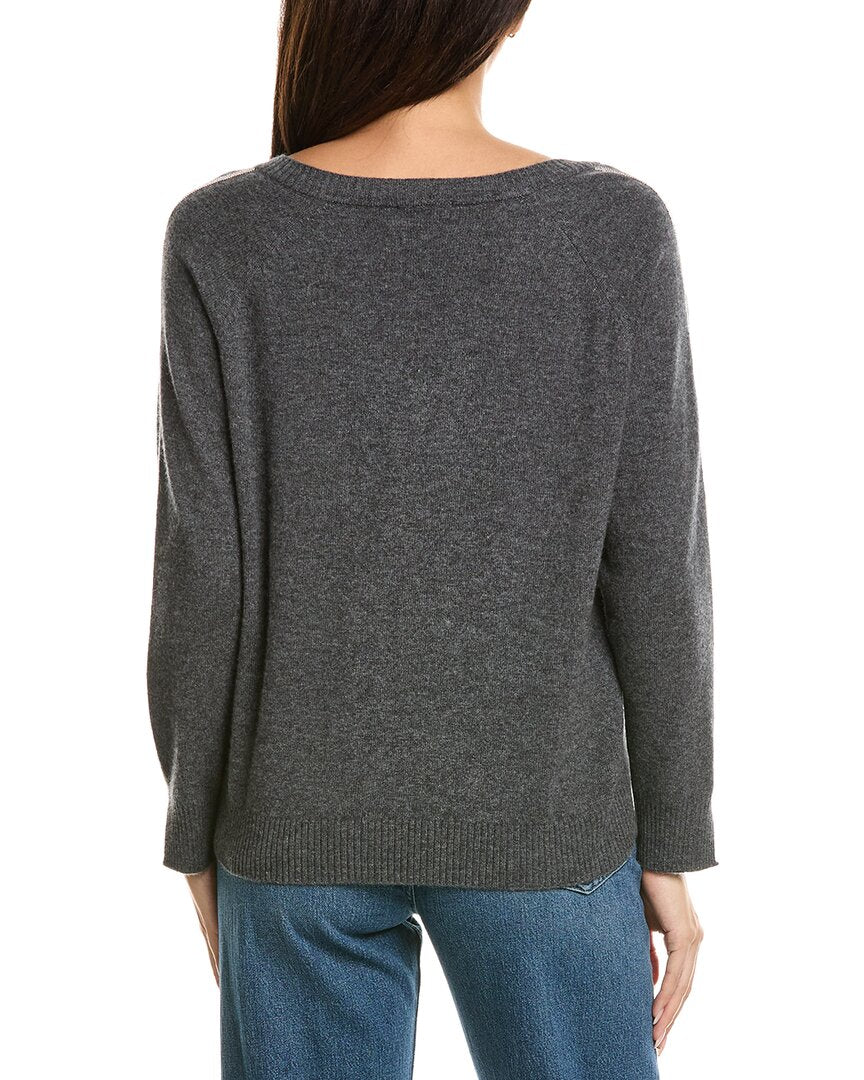 Brodie Cashmere Brodie Cashmere Glitz Split Cuff Relaxed V-Neck Cashmere Sweater