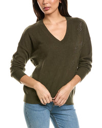Brodie Cashmere Brodie Cashmere Hazel Hot Fix Bolt V-Neck Cashmere Sweater