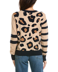 Brodie Cashmere Brodie Cashmere Libby Leopard Stripe Mix Crewneck Cashmere Sweater