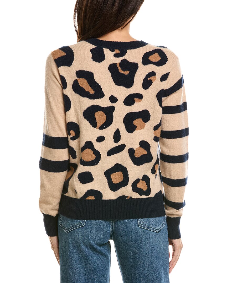 Brodie Cashmere Brodie Cashmere Libby Leopard Stripe Mix Crewneck Cashmere Sweater