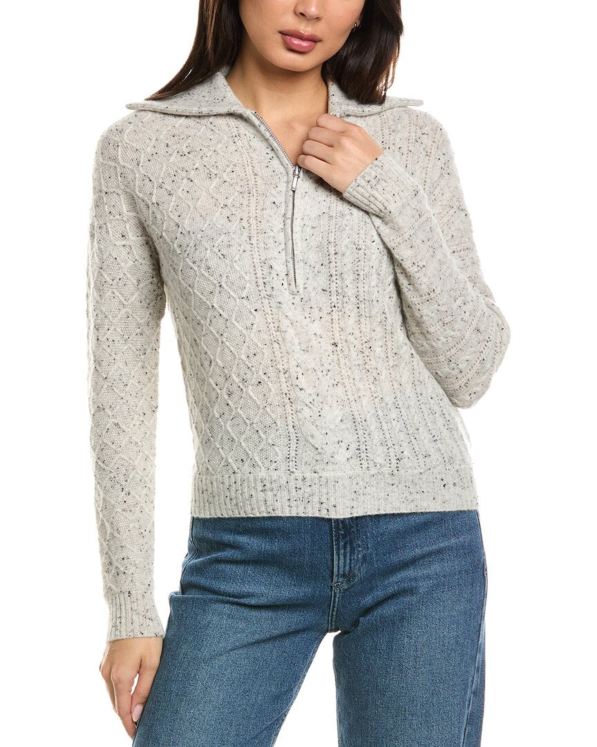 Brodie Cashmere Brodie Cashmere Mix Cable Half Zip Cashmere Sweater